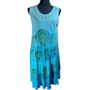 India Boutique Beach Shell Sequin Dress fairy Ombre Free Size Sleeveless Midi